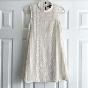 AS U Wish Ivory Lace Sleeveless Mock Neck A-Line Dress Women’s M Cottagecore